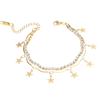 Europa y Estados Unidos nuevo acero inoxidable diamante estrellas cruz colgante hoja pulsera doble joyería para damas al por mayor transfronterizo