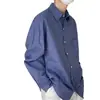 Nueva camisa de cuadros azul oscuro de manga larga, estilo primavera/otoño para hombre, camisa de cuadros de manga larga retro americana, disponible ahora