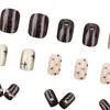 Maillard 2025 Nuevas Elegantes Blanqueadoras Cortas Ojo de Gato Espejo Mágico Plateado Polvo Dopamina 24 Piezas Uñas Portátiles