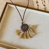 Nuevos Accesorios de Collar Largo con Borlas Estilo Zen Chino para Mujer Estilo Étnico Retro Diseño de Nicho Cadena para Suéter Adornos para el Cuello