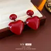 Pendientes de Corazón Rojo Ankora Simples Versátiles Moda Pendientes de Moda Nicho Pendientes de Personalidad de Gama Alta para Mujeres
