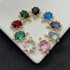 Pingente Oval Colorido de Zircônia com Borda Dourada, Múltiplas Opções de Cor, Acessórios para Joias DIY, Pingente Conector para Pulseira e Brinco