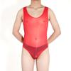 Traje de baño transparente brillante al aceite de alta elasticidad para hombre, ultrafino, sedoso, traslúcido, ajustado, traje divertido de seda negra Pseudo-Niang
