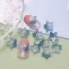 Cuentas de vidrio de color degradado con forma de flor de cinco pétalos, cuentas sueltas de flor de cuenco pequeño, aretes, pasadores para el cabello, arte de uñas, materiales para accesorios hechos a mano de estilo antiguo