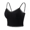 Novedades Otoño/Invierno Hermoso Camisole con Encaje en la Espalda Sujetador de Tirantes Corto de Longitud Media Top Interior Moldeador Ligero Ropa Interior Anticaída para Mujer