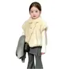 Conjunto Estilo Princesa Coreana para Meninas Outono Inverno Novo Colete Quente Casaco Curto Fofo Tipo Bolo Capa