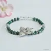 Pulsera de Jade Natural Grado A de Guan Yu con Cuentas Azules de Abaco y Vainas de Loto Joyería Venta al por Mayor en Vivo S5052703