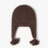 Gorro de Punto Estilo Urbano para Mujer Adulta para Invierno, Gorro Cálido para Exteriores que Protege los Oídos, Estilo Coreano, Gorro Grueso de Lana con Pompón