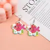 Nuevos Pendientes Creativos Impresos de Virutas de Madera para Niños Pendientes de Disco Dibujos Animados Pendientes de Madera Maciza Impresos Creativos Ganchos para Pendientes