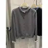 Cardigan Tricotado Elegante e Jovem com Gola Meia-Alta Franzida para Mulheres, Novo Estilo Outono e Inverno, Jaqueta de Botão Único com Blocos de Cor que Afina a Cintura