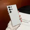 Funda para Teléfono Móvil Adecuada para Samsung S26Ultra S25 Mate Translúcido S24Plus Rayada Botón Metálico Cubierta Protectora