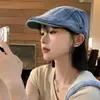 Gorra Retro Estilo Británico para Mujer, Boina Versátil para Primavera y Otoño, Moda de Sombrero Pequeño que Adelgaza la Cara, Tendencia para Circunferencia de Cabeza Grande