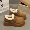 Sapatos Birkenstock de Solado Grosso Aumentadores de Altura Com Pelúcia Quente Femininos Chegada Nova de Inverno Versáteis Super Quentes Sapatos de Neve com Pelo e Pelúcia Tendência
