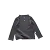 Camisa básica de outono infantil com gola semimangas franzida, nova roupa íntima macia e elástica para bebês meninas, peça versátil