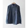 Camisa de Doble Capa de Gasa Teñida en Hilo Sencilla Estilo Japonés para Viajar 100% Algodón Bloque de Color Cuello Pequeño Superior Elegante para Mujer
