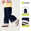 Dududu Home Calça Jeans Infantil Feminina Inverno Plus Velvet Calça Micro Flare para Bebê 2026 Nova Estilosa Calça Infantil Quente Tendência