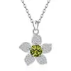 Collar Cruzado Europeo y Americano de Plata de Ley S925 Trébol de la Suerte de Amazon Colgante de Flor Versátil de Doce Piedras de Nacimiento Cadena para Clavícula