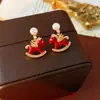 Pendientes de Plata con Aguja de Plata, Zirconia, Poni de Terciopelo Rojo de Año Nuevo, Pendientes Lindos de Dibujos Animados de Caballo Volador, Pendientes Festivos para Mujeres Nacidas en el Año del Caballo