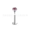 Set de Aretes Redondos de Titanio F136 con Dientes Largos, Clavos para Cartílago con Zirconia en Copa, Joyería para Piercing de Aleación de Titanio G23 Transfronteriza