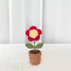 Flor Simulação Crochê em Vaso Pequeno Finalizada Decoração de Flor Presente Criativo Ornamento Pequeno Fofo