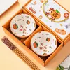 Cuenco de Regalo Cuenco de Cerámica y Juego de Palillos Cuenco Transfronterizo Vajilla Cuenco para Arroz del Hogar Souvenir de Evento de Apertura de Negocio Festivo