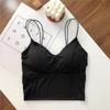 Alças Finas Cor Lisa Seda de Gelo Sem Costura Alcinha Costas Bonitas Lingerie Feminina Colete Anti-Exposição com Bojo Roupa Externa Tubinho Verão