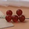 Ágata Roja del Sur Natural Cuentas Sueltas con Patrón de Llama en Rojo Caqui, Pulsera Hecha a Mano DIY Cuentas Redondas Semiacabadas Accesorios de Joyería Venta al por Mayor