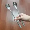 Acero Inoxidable 304 Cuchara Coreana para Hielo Multifuncional Cuchara Mezcladora para Bebidas Frías Té con Leche Cuchara de Postre con Mango Largo Cuchara de Bartending Cuchara Extra Larga para Hielo