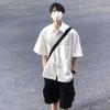 Camisa de Verão de Manga Curta Masculina Estilo Universitário Estilo Coreano Fashionável Combina com Tudo Bonito Bf Estudante Estilo Japonês Estilo Hong Kong Formatura Camisa Branca