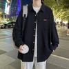 Camisa de algodón de manga larga para hombre estilo Hong Kong Primavera y Otoño Nuevo suelto moderno Americano solapa abrigo bolsillo camisa ropa exterior