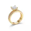 Anillo de Pareja Temu Xiyin de Moda y Elegante Transfronterizo Juego de Anillos de Plata S925 Incrustado con Moissanita Joyería de Mano Exquisita y Elegante