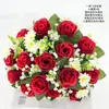Flor artificial flor falsa 18 cabeças buquê de rosas de reunião decoração para interior e exterior decorações de flores de mesa flores