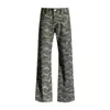 Ropa de Mujer de Seda Naranja # Retro Americano Camuflaje Ropa de Trabajo Jeans Bootcut para Mujer Estampados de Cintura Baja Sueltos Adelgazantes Pantalones de Campana