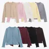 Pedido de Comercio Exterior Transfronterizo 1 Otoño Europeo y Americano Nuevo Estilo Elegante Cuello Redondo Sencillo Versátil Chaqueta de Punto Decorativa en Capas 27561