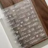Pegatinas Retro para Uñas con Letras Inglesas Nuevas Sencillas Mariposa Floral Blanco y Negro Ins Calcomanías para Uñas