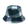 Sombrero de Pescador Cuadros Clásicos Estilo Británico Otoño e Invierno Transfronterizo Hip-hop Calle Retro Cálido de Lana de Cordero Sombrero de Cubo para Hombres