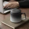 Taza de Agua de Cerámica Elegante Zen Taza de Alta Calidad con Tapa Taza Doméstica con Filtro Separador de Agua y Té Taza Personal para Oficina