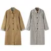 Atacado de roupas femininas estilo europeu e americano, coleção de outono, sobretudo longo versátil para o trabalho, design reversível, 3811244