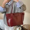 Bolsa Vintage de Grande Capacidade para Couro Oleoso, Nova Moda 2025 Bolsa de Ombro Feminina para o Dia a Dia, Bolsa de Mão Tote
