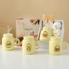 Bonito desenhos animados super bonito grande capacidade café da manhã copo de leite caneca grande copo de café casal com colher de cerâmica copo de água