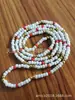 Conjunto de corrente de contas de cintura europeu e americano Corrente de cintura de contas de arroz africanas Corrente de cintura de pedra colorida irregular Corrente para o corpo de contas de cintura elástica multicamadas