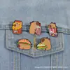 Capivara Fofa Série Capivara Hambúrguer Batata Frita Coca-Cola Padrão Desenho Animado Decoração Personalizada Emblema de Metal
