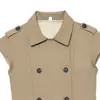 Moda Femenina 2026 Verano Nuevo Estilo Europeo y Americano Chaleco Francés de Doble Botonadura con Cuello Solapa Ceñido a la Cintura de Manga Corta Ajustado