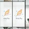 Película adhesiva de vidrio esmerilado con diseño de caracola amarilla para protección de la privacidad, evita el paso de la luz solar, diseño simple para oscurecimiento total en el estudio