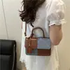 Bolso de Mano Cuadrado Pequeño de Patchwork Estilo Nuevo Transfronterizo para Mujer, Bolso de Hombro Versátil de Bloques de Color a la Moda, Bolso Cruzado de Alto Valor para el Día a Día