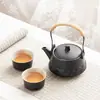Conjunto de Chá Kung Fu de Cerâmica Preta Pequeno para Uso Doméstico, Bule e Xícara de Chá Cerâmicos para Uma Pessoa para Beber Individualmente em Hotel ou Dormitório