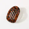 Horquilla Ovalada Plana de Estampado de Leopardo Nueva Transfronteriza Pinza de Pato Horquilla Curva Horquilla de Placa Real Accesorios para el Cabello Tocado