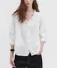 Camisa de Algodón 100% Suave para Mujer, Color 'Fresa Silvestre', Ruffled Bordado Romántico con Encaje, Cuello en V Profundo