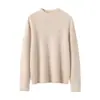 Tricô 100% Caxemira Pura Gola Meia-Alta Feminino Outono/Inverno Novo Suéter Pulôver Gola Redonda Camada Base Estilo Suave
