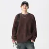 Suéter Grueso de Invierno Nuevo Retro de Punto para Hombre Holgado Talla Grande Combinable Suéter de Cuello Redondo Top Casual Moderno